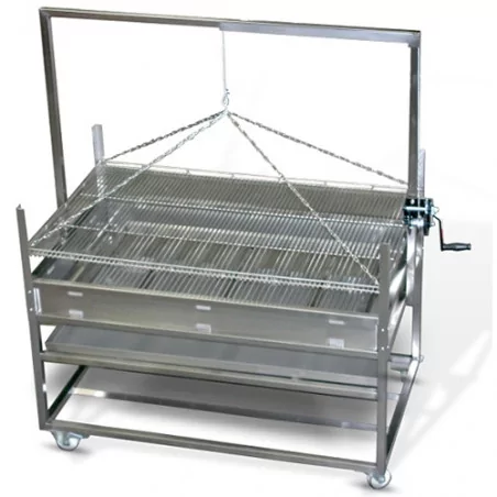 Grill suspendu à roulettes L1500 au bois ou charbon Grill suspendu à roulettes L1500 au bois ou charbon