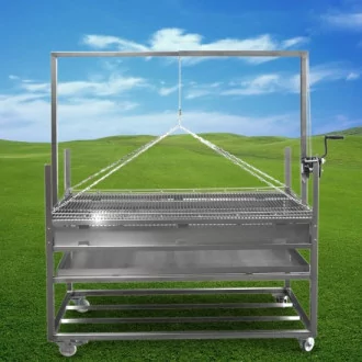 Grill suspendu à roulettes L1900 au bois ou charbon