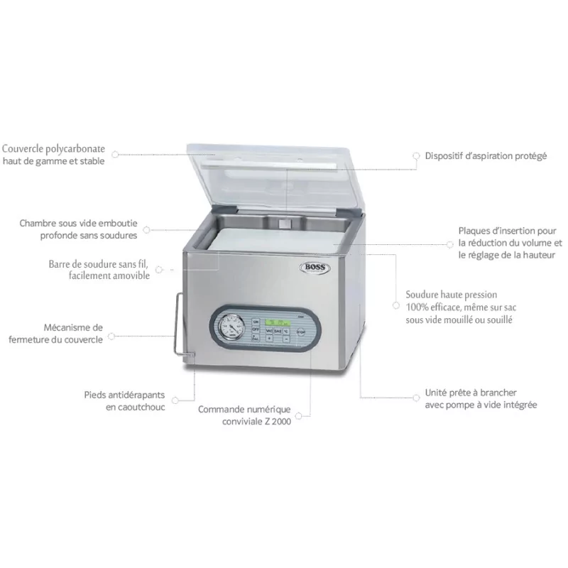 Machine sous vide professionnelle à cloche Boss Max idéale pour petit