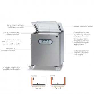 Machine sous vide professionnelle - Soudure 270mm - Pompe 4m3