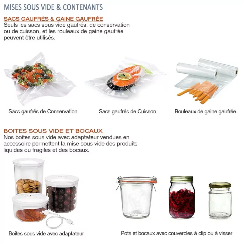 Les Types de sacs sous vide