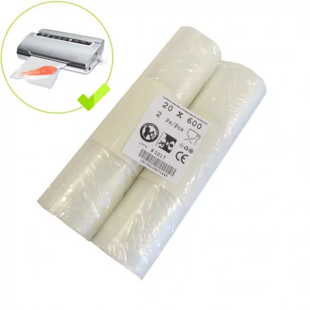 10 rouleaux sous vide gaufrés de 200 mm x 6 m pour appareil sous vide à  aspiration extérieure