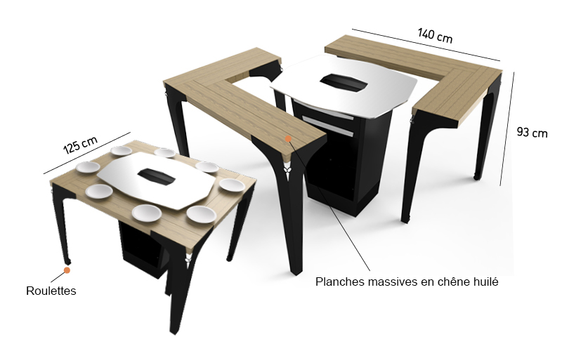 brasero plancha avec tables modulables
