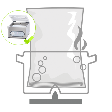 Sac sous vide cuisson rétractable 65°C